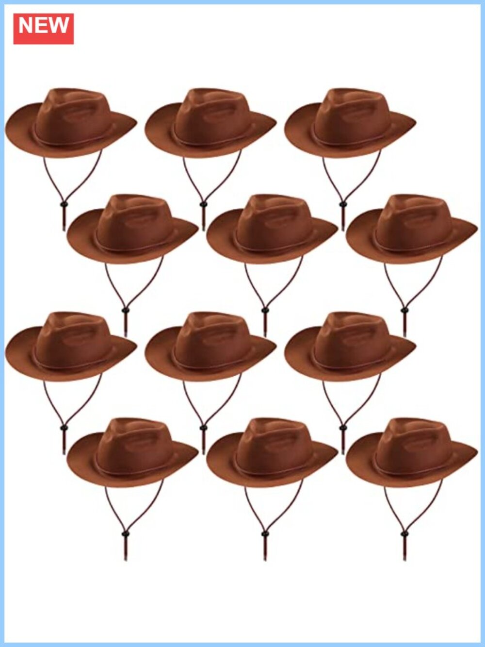 12 Pack Plastic Felt Cowboy Cowgirl Hats for Party Costume Western